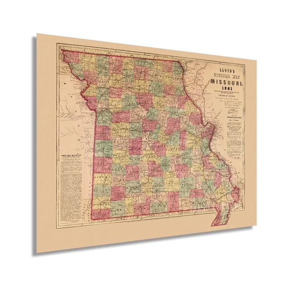 1861 State of Missouri Map - Vintage Map of Missouri Wall Art - History Map of Missouri Poster