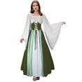 thumbnail image 2 of Renaissance Costume Women, Victorian Dress, Renaissance Dress Women, Womens Renaissance Costume, Women's Renaissance Medieval Costumes Dress Trumpet Sleeves Gothic Retro Gown, Army Green L, 2 of 7