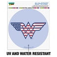 thumbnail image 2 of Wonder Woman USA American Flag Logo Automotive Car Window Locker Circle Bumper Sticker, 2 of 7