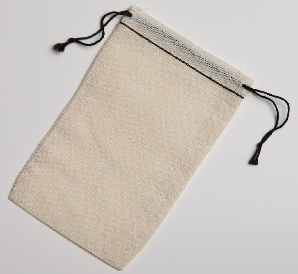 Black color SET OF 100 3"x4" Cotton Single Drawstring Muslin Bags 