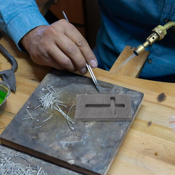 WEAVILUX Graphite Jewelry Molds Cross Shape Mold Black Casting DIY Use for Hobbyists 2 Pcs