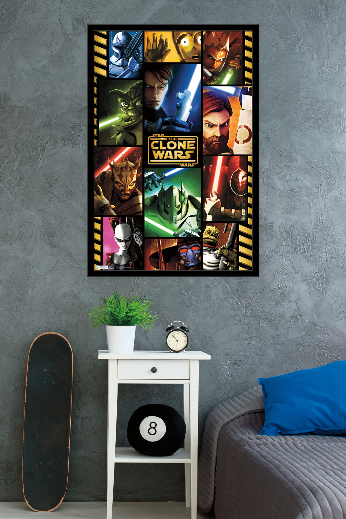 Star Wars: The Clone Wars - Grid Wall Poster, 22.375" x 34", Framed