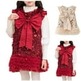 thumbnail image 4 of Robe à Sequins de Noël 2025 pour Filles, Robe de Fête Sans Manches avec Nœud et Bordure en Fausse Fourrure, Robe de Princesse Rouge, 4 of 4