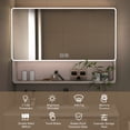 thumbnail image 3 of GZXS Wall-Mounted/Recessed LED Medicine Cabinet w/ 3 Mirror Doors, Defogging, 3-Color Dimmable Light, Bathroom Aluminum Cabinet with Open Shelf, Cosmetic Storage Rack and Hair Dryer Holder, Khaki, 3 of 8