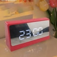 thumbnail image 3 of Reloj despertador con espejo digital electrónico con fecha de temperatura, 2 niveles de brillo, modo nocturno, decoración, superficie de espejo para rojo perfecl Reloj despertador digital, 3 of 7