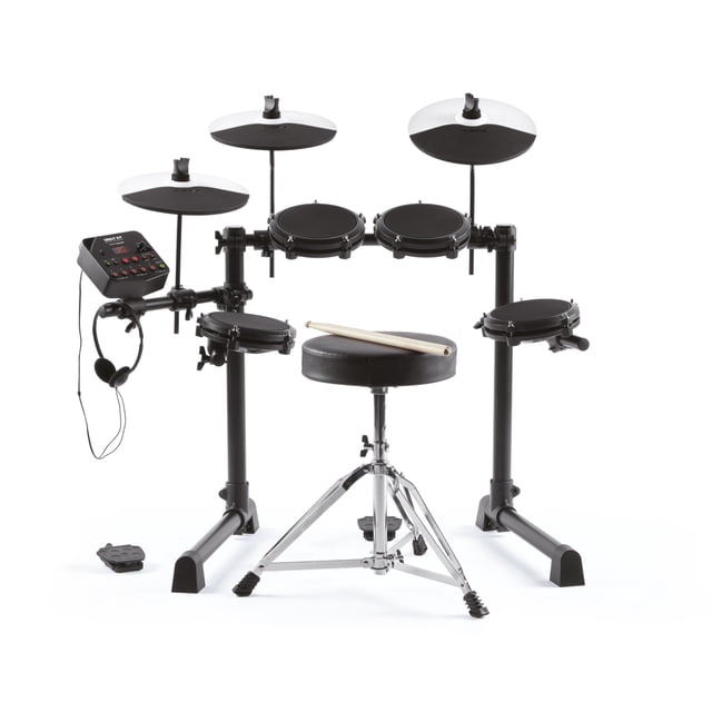 Alesis Drums Debut Kit - Batería para niños con 4 pads de batería eléctrica de malla silenciosa, 120 sonidos, taburete para batería, baquetas, auriculares y 100 lecciones melódicas