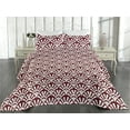 thumbnail image 2 of Ambesonne Art Deco Quilted Bedspread Set 3 Pcs, Lady Fan Motif Abstract, King, Maroon and White, 2 of 4
