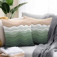 thumbnail image 2 of Waterproof Throw Pillow Covers Set of 2, 18x18 Inch Sage Green Ombre Stripe Decorative Pillowcases Outdoor Pillow Slip Cushion Covers Set for Couch Tent Abstract Summer Beach Coastal, 2 of 7