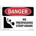 thumbnail image 1 of SignMission OS-DS-A-1824-L-1785 18 x 24 Po Signe de Danger OSHA - Pas d'Intrusion Pente Raide, 1 of 1
