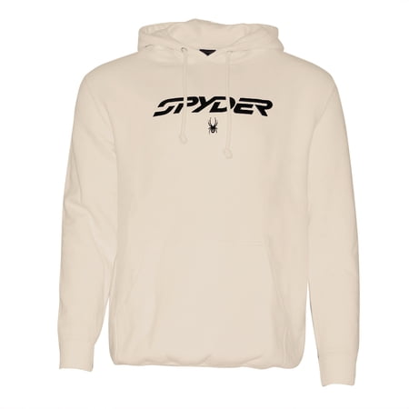 Spyder Men's Hoodie Signature Logo Drawstring Fleece Lined Hooded Sweatshirt, Cream/Tan, M