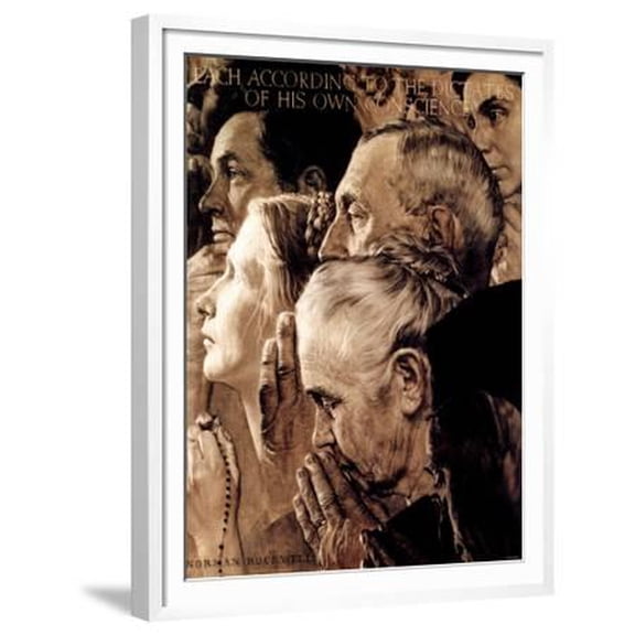 Freedom of Worship, February 27,1943, Figurative Religion Framed Art Print Wall Art by Norman Rockwell Sold by Art.Com