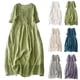 thumbnail image 4 of Vestido plisado con cuello en V para mujer: color liso, manga corta, informal, tallas M-XXL, para el día a día o para fiestas., 4 of 4