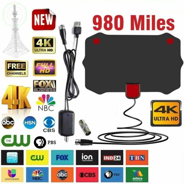 980 Miles Digital TV Antenna Signal Booster Amplifier HDTV Indoor USB