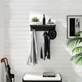 thumbnail image 2 of 25.6" x 5.75" Wall Mounted Entryway Coat Rack with Decorative Ledge Shelf and Hooks Black: Mid-Century Modern Style, 2 of 9