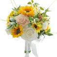 thumbnail image 2 of Diámetro: 26 cm, altura: 28 cm girasol flor artificial rosa ramo de novia, 2 of 5