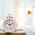 thumbnail image 5 of Silent Desktop Alarm Clock, Hexagonal Desk Table Clock Small Wake Up Alarm Clock Battery Operated Loud Ringing Bell Alarm Clock,E, 5 of 6