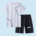 thumbnail image 2 of NOLDARES Toddler Boys Clothes Set Short Sleeve T-shirt Top Elastic Waist Pocket Shorts Solid 2Pcs Outfits Blazer,13-14, 2 of 4
