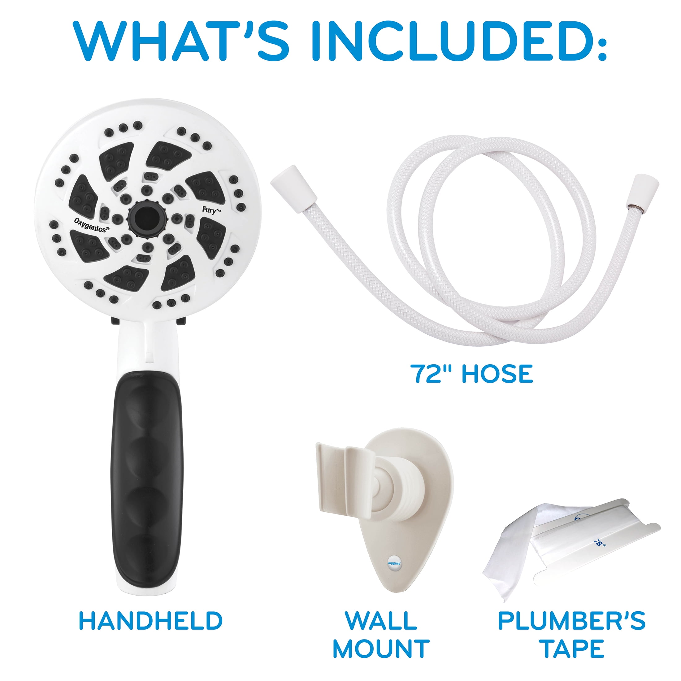 (2 pack) Oxygenics Fury RV 5-Setting Handheld Showerhead with 72-Inch Hose