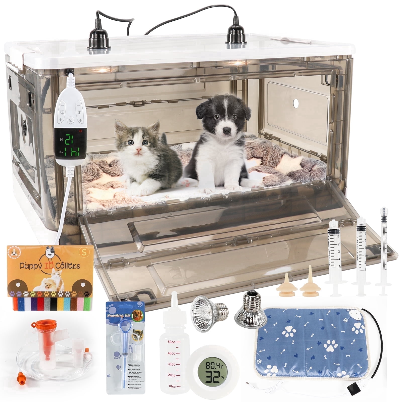 HKDQ Puppy Incubator with Heating,Incubator for Newborn Puppies and Kittens,Kitten Incubator with Puppy Bed mat 85L
