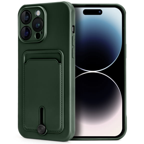 GULAIKE Silicone Phone Case for iPhone 14 Pro Max Case with Card Holder-Green