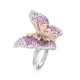 thumbnail image 3 of Ross-Simons 0.80 ct. t.w. Simulated Pink Sapphire Butterfly Ring With CZ Accents in 2-Tone Sterling Silver, Women's, Adult, 3 of 4