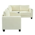 thumbnail image 3 of Modern L-Shaped Sectional Sofa, 4 Seats Modular Couch With Storage Console Cup Holders USB Charging Ports For Living Room Apartment Office, 3 of 15