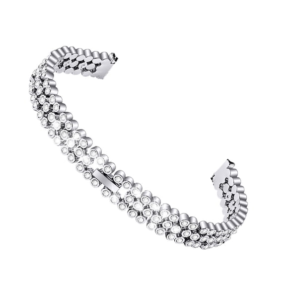 IMIKEYA Mesh Stainless Steel Watch Band Rhinestone Strap Luxury Look 1Pack for Women Formal Occasions