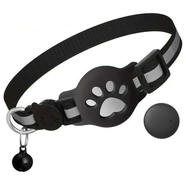 Methold Localizador GPS para gatos, sistema dual, resistente al agua, larga duración de la batería, compatible con perros y gatos. Suministros para gatos Reflectantes + Negros Sistema dual