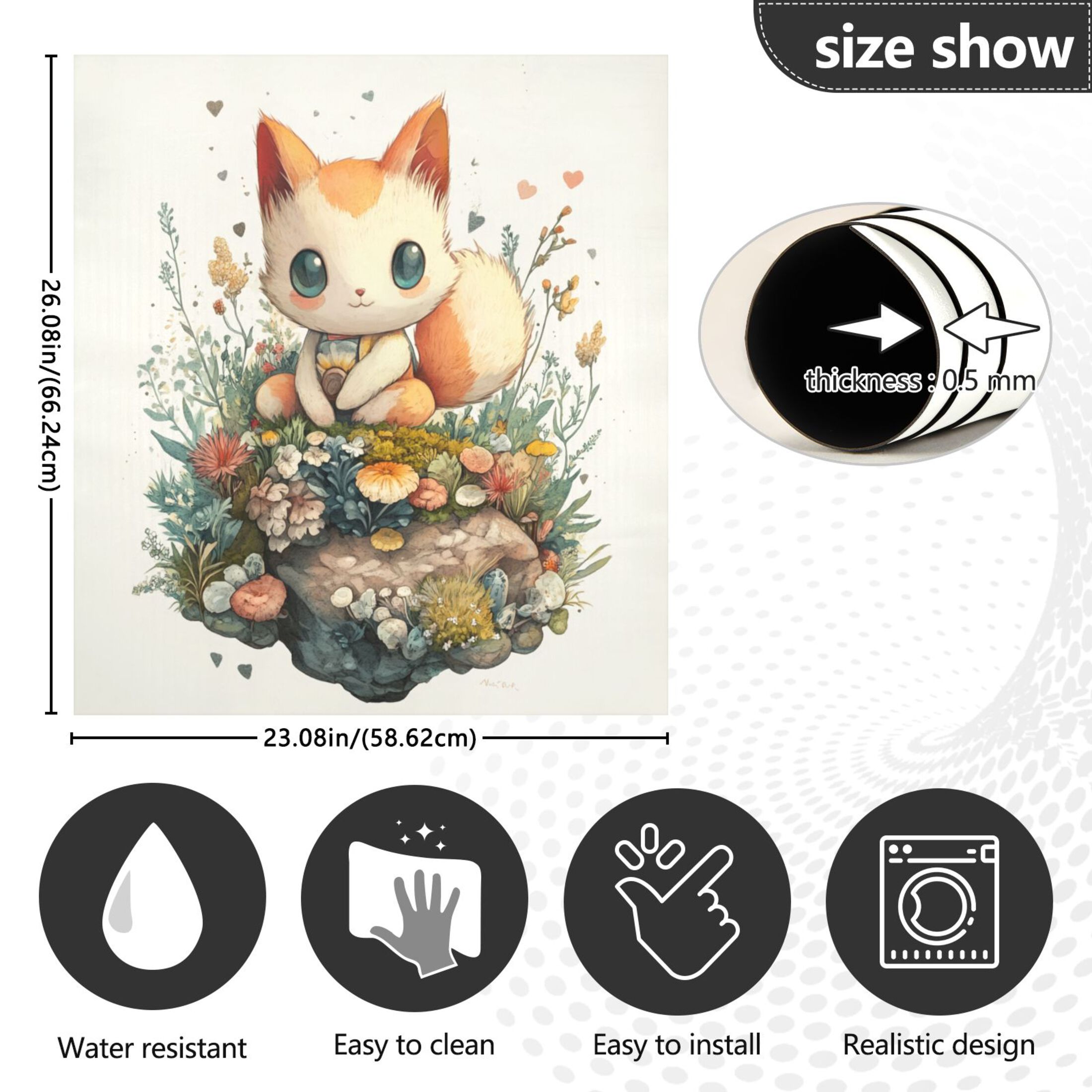 Dishwasher Magnetic Sticker 23x26 Inch Refrigerator Magnetic Sticker Washing Machine Magnetic Sticker Kitchen Panel Magnetic Sticker Home Decor Beautiful Little Orange Fox