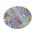 thumbnail image 3 of simhoa Round 55'' Tablecloth Table Linens Coffee Cup Mat Coaster Outdoor #8 8.Bohemian 8.Bohemian grid, 3 of 7