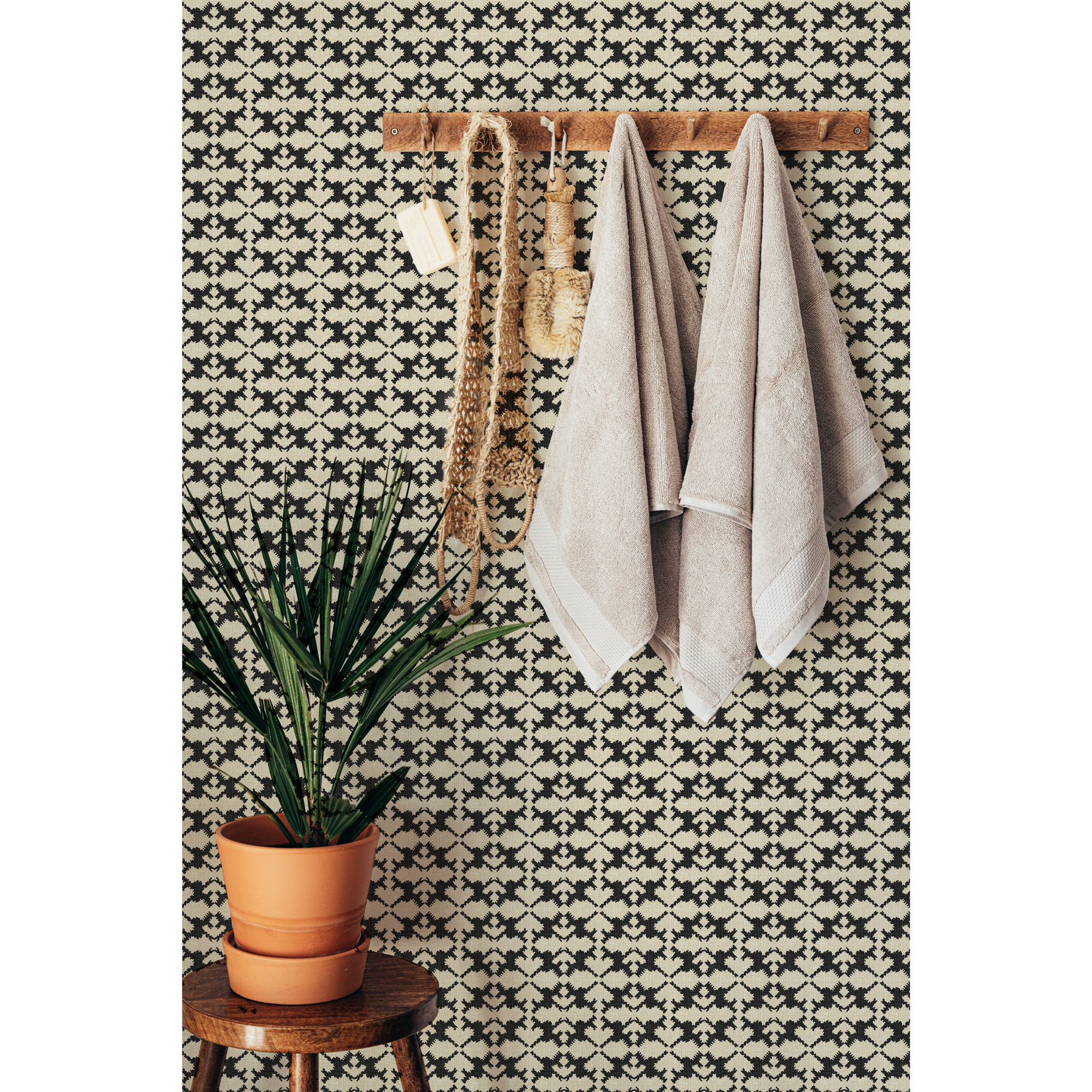 Better Homes & Gardens Black Gray Arcos Geo Geometric Peel and Stick Wallpaper, 20.5" x 18'