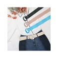 thumbnail image 6 of INSPIRE CHIC Women Woven Wide Stretch Belts, Straw Rattan Triangle Buckle Elastic Belt Waistband for Dress 41.3x1.9"(LxW) Blue, 6 of 6