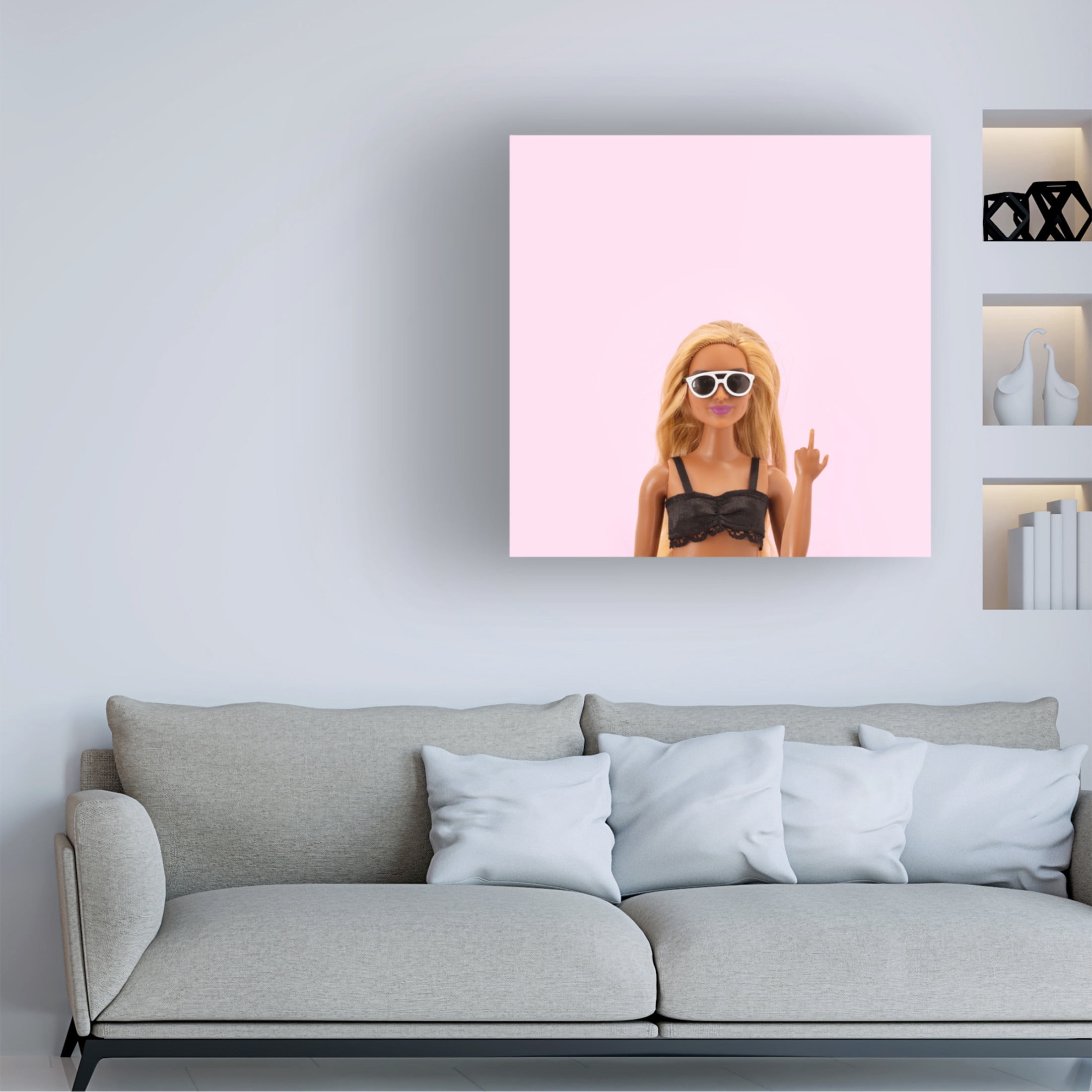 Canvas Wall Art - Julia Ramiro 'Kbye2 Mascarilla' Wall Art for Living Room, Bedroom, or Office Décor by Trademark Fine Art - 24 x 24 Inches