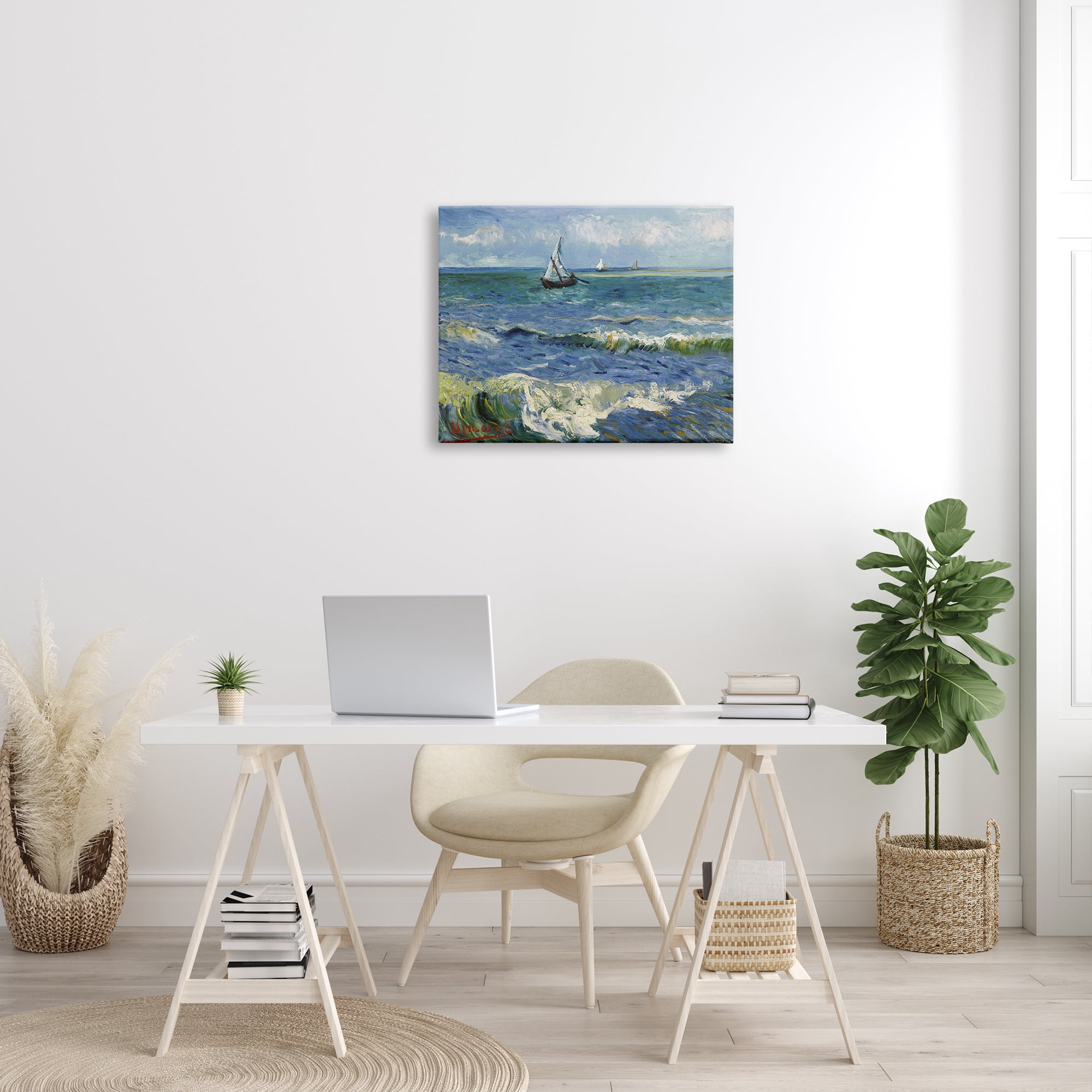 Stupell Industries The Sea at Les Saintes-Maries-de-la-Mer Vincent van Gogh Painting Painting Gallery Wrapped Canvas Print Wall Art, Design by one1000paintings