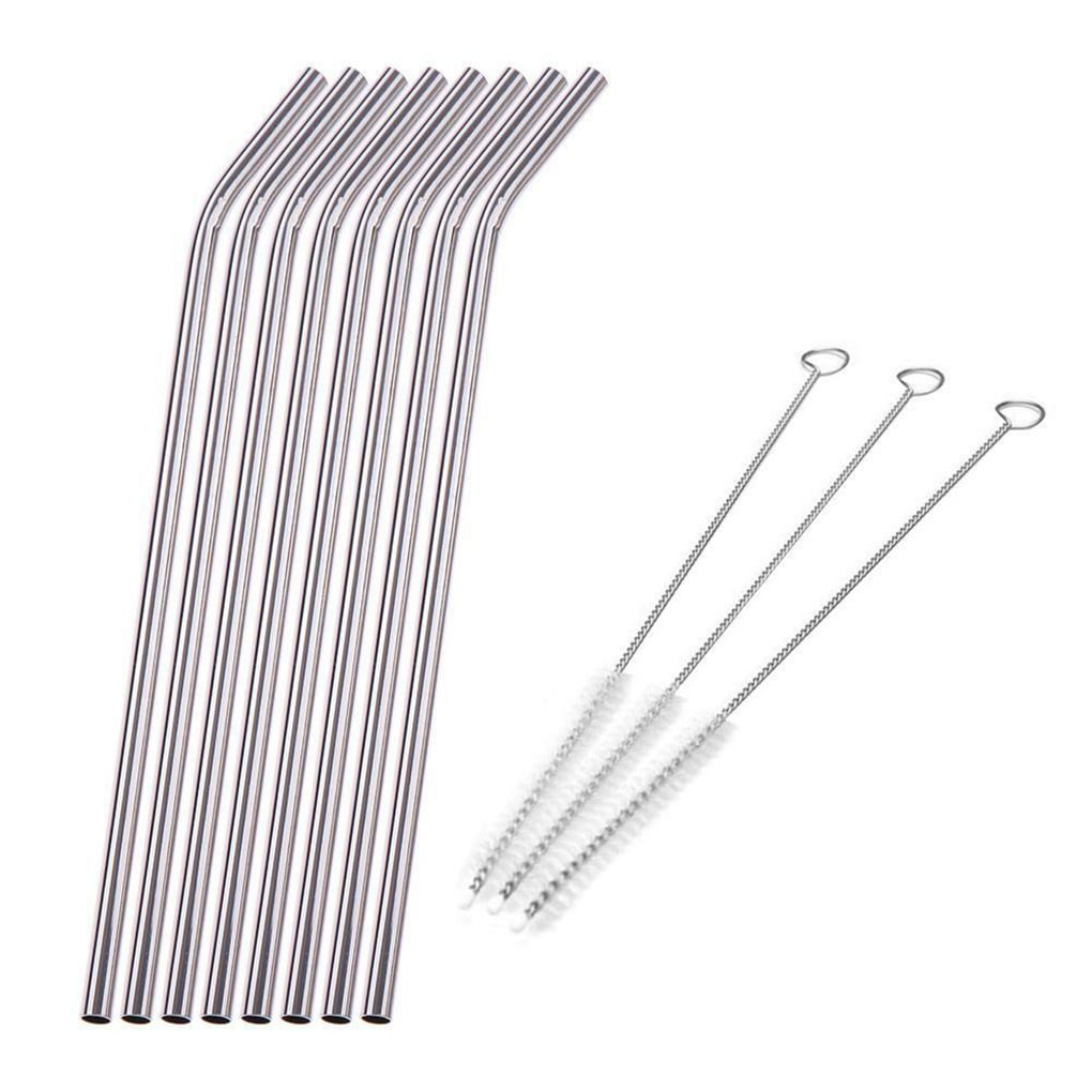 11pcs set Reusable Metal Stainless Steel Smoothie Drinking Straws with Cleaning 