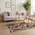 thumbnail image 3 of ODIKA 4'x6' Washable Area Rug Stain Resistant, Low Pile, Easy Care Bathroom Arrangement Vintage Faded Grid Interlocking Top Stairs for Dorm Room, Small Living, 3 of 7