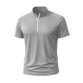 thumbnail image 4 of Vhkiploz Active Workout Tops for Men Zipper Short Sleeve V-Neck Summer Shirt Casual Training Running Business Work Vacation Casual Solid Color Blouse, 4 of 5