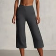 thumbnail image 1 of MKLEKYY Leggings de mujer de vestir, pantalones de yoga de pierna ancha para mujer, pantalones deportivos de cintura alta, sueltos, de punto, de color sólido y con bolsillos, 1 of 4