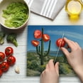 thumbnail image 3 of Saguaro Cutting Board, Big Cactus on the Valley over Bartlett Lake in Desert Shallow Root Nature Image, Decorative Tempered Glass Cutting and Serving Board, Large Size, Blue Green, by Ambesonne, 3 of 5