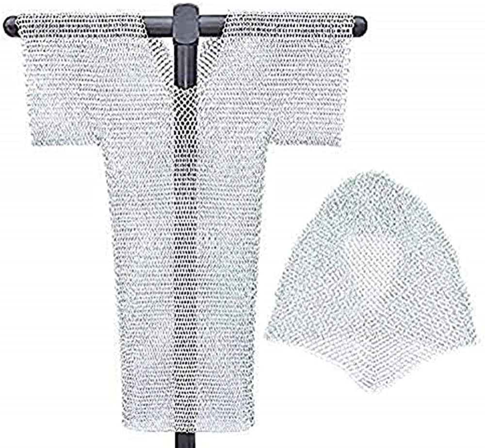 Zinc Plated Mythrojan Half Sleeves Chainmail Shirt with Coif MS Butted 