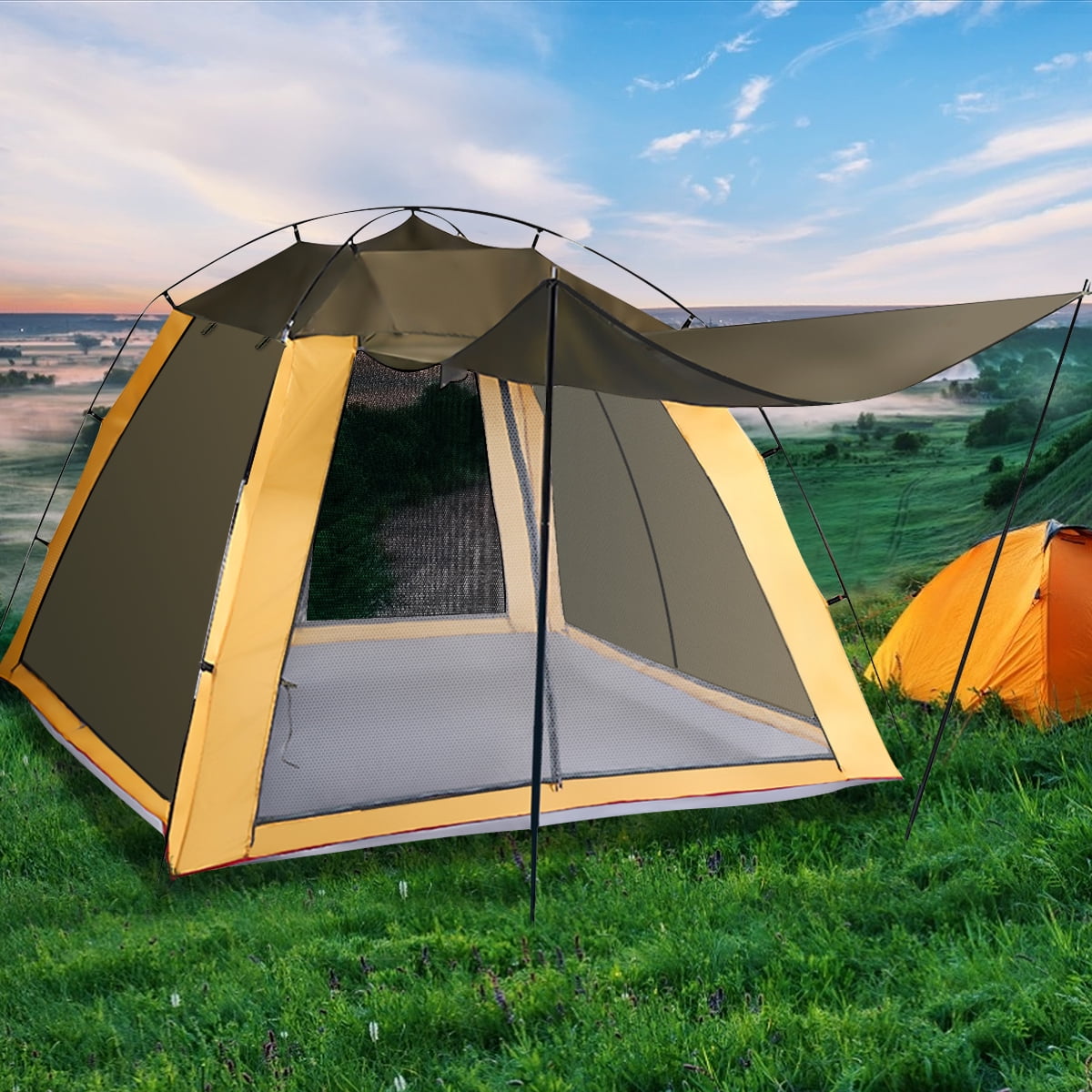Family Camping Tent Large Waterproof PopUp Tent 4/6 Person ...