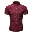 thumbnail image 1 of Camisa de manga corta con estampado floral de ajuste delgado para negocios con botones informales para hombres Pompotops  oipoqjl47611, 1 of 3