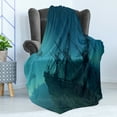 thumbnail image 4 of Nautical Soft Flannel Fleece Throw Blanket, Dolphins Ruined Wreckage Underwater Sunken Ship Mystery Treasure, Cozy Plush for Indoor and Outdoor Use, 60" x 80", Slate Blue Pale Blue, by Ambesonne, 4 of 5