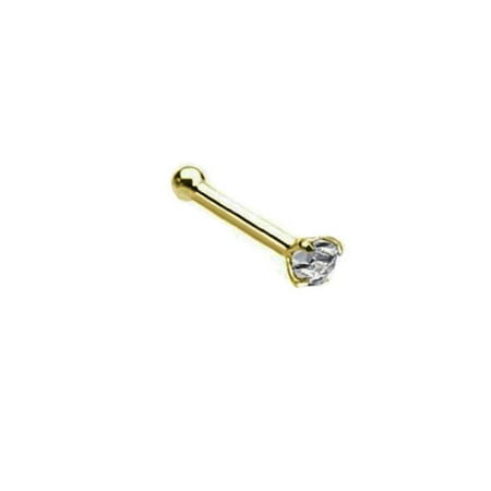 - iJewelry2 Clear Round Cut Cubic Zirconia 14k Yellow Gold Nose Lip Bone Piercing 1Pc
