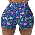thumbnail image 2 of KLL sea animals with palm tree Pattern Workout Shorts for Women Scrunch Short Gym Yoga Running Sport Active Exercise Fitness Shorts-XX-Large, 2 of 8