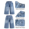 thumbnail image 4 of OYYN Girls Jean Shorts Casual Summer Wide-Leg High Waisted Denim Bermuda Jean Shorts Cute Y2K Streetwear Knee Length Shorts 16Y, 4 of 6