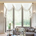 thumbnail image 2 of VOGOL Luxury Light Filtering Waterfall Valance, 79 inches Wide Vintage Style Decorative Sheer Voile Swag Valances for Bedroom Bathroom Nursery, Top Rod Pocket, 1 Panel, White, 2 of 7