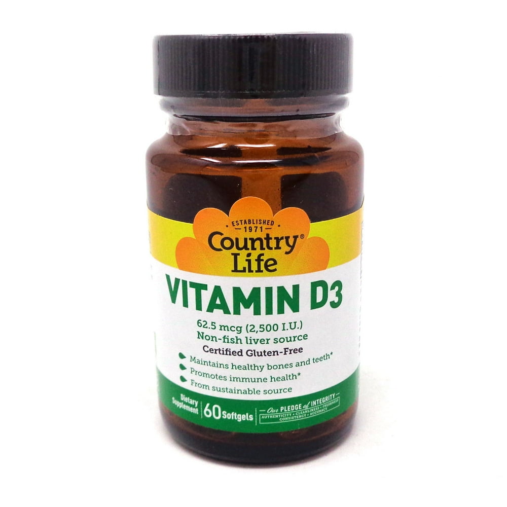 Country Life Vitamin D3 2500 IU 60 Softgels