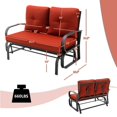 thumbnail image 3 of Kadyn Swing Glider Chair, Patio 2-Person Glider Bench Rocking Loveseat with Cushioned Armrest-Red,Sliding Rocker Double Seat Suitable for Backyard, Garden, Poolside, Lawn, 3 of 6