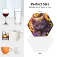thumbnail image 6 of Vsdgher Sunshine Cute Cat Sunflower Leather Coasters for Drinks, Durable Drink Coasters 4 Set for Tabletop Protection, Luxurious Home Décor and Housewarming Gift ( {designName})Hexagon, 6 of 6